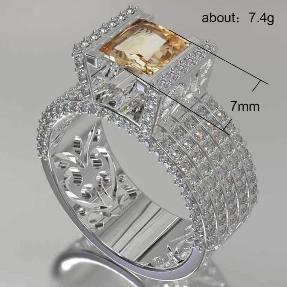 Elegant 925 Silver Round Cut Citrine Ring New - Picture 5 of 5